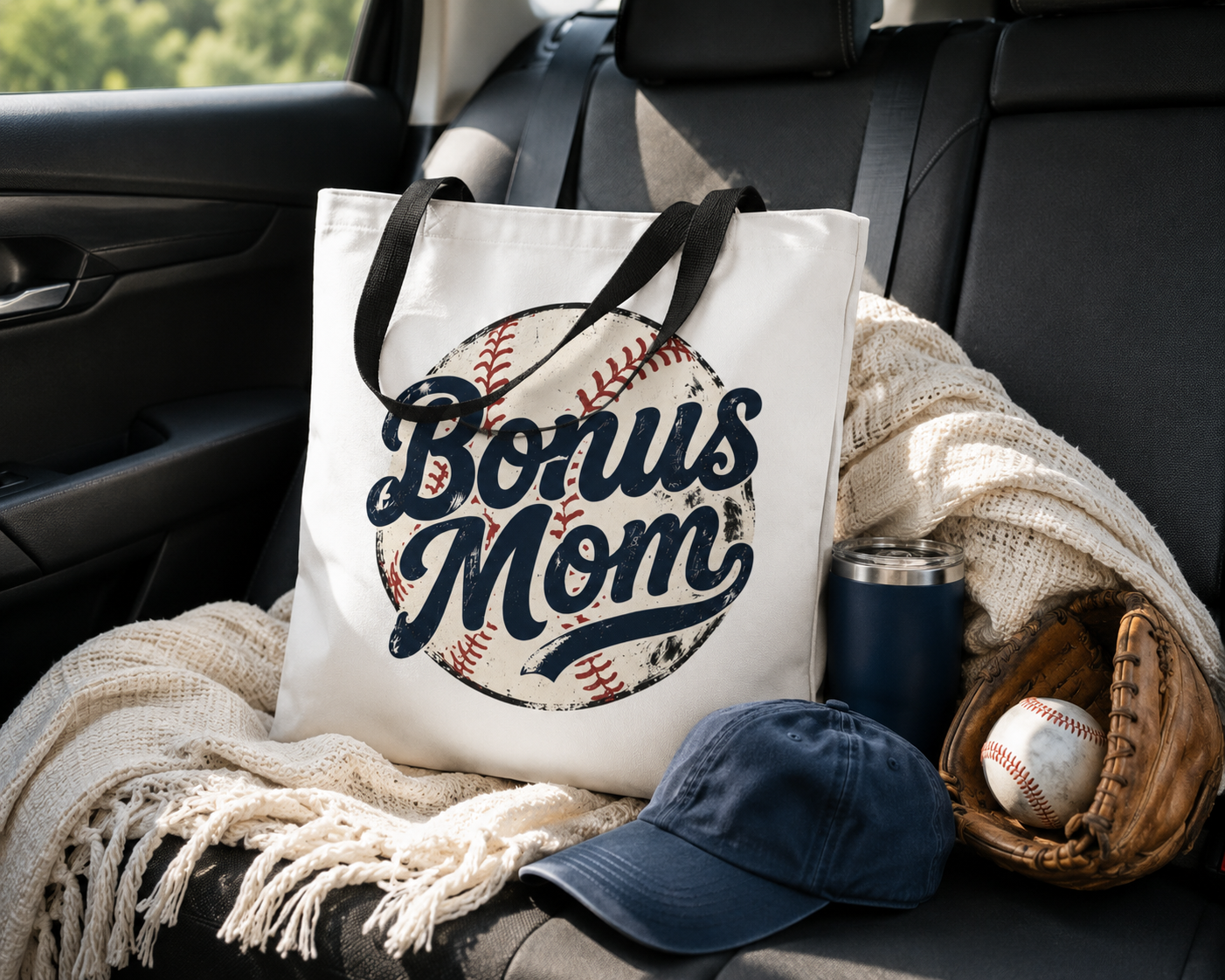 Bonus Mom Baseball Tote Bag | Mom Baseball Tote