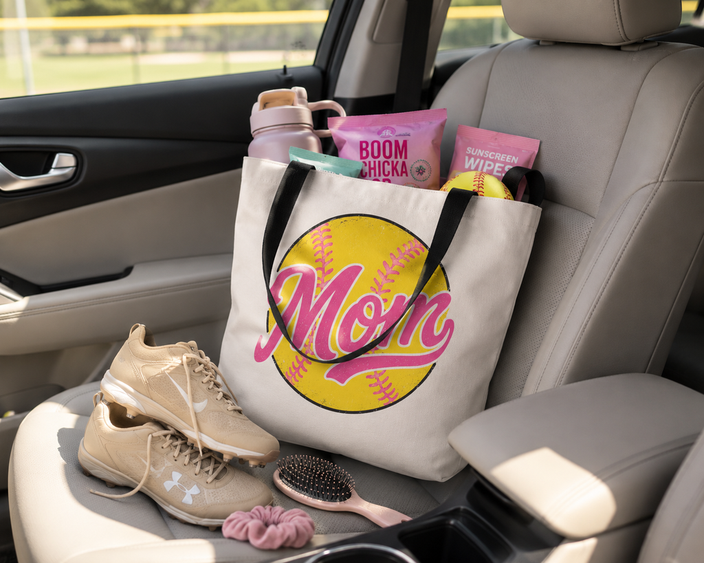 Softball Mom Tote Bag | Canvas Tote, All-Over Print