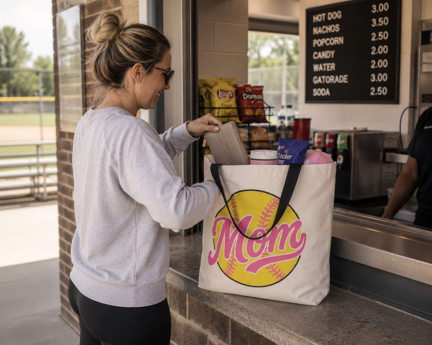 Softball Mom Tote Bag | Canvas Tote, All-Over Print