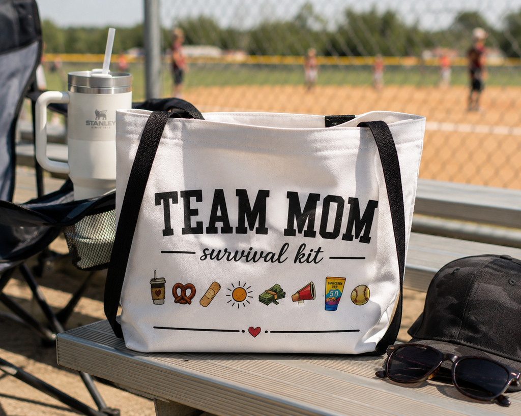 Team Mom Tote Bag | All-Over Print Sports Mom Carryall