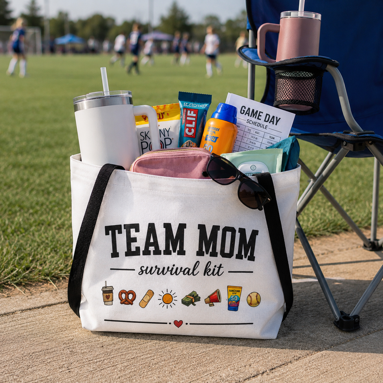 Team Mom Tote Bag | All-Over Print Sports Mom Carryall