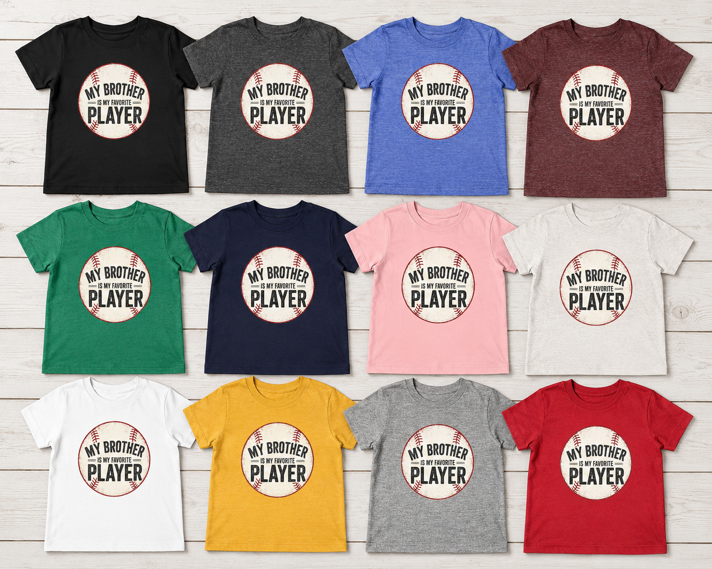 My Brother Is My Favorite Player Toddler Tee | Baseball Graphic