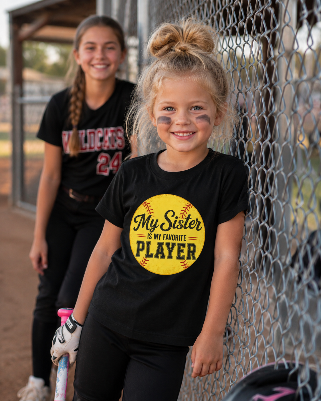 My Sister Is My Favorite Player Toddler Tee | Softball Yellow Ball Design