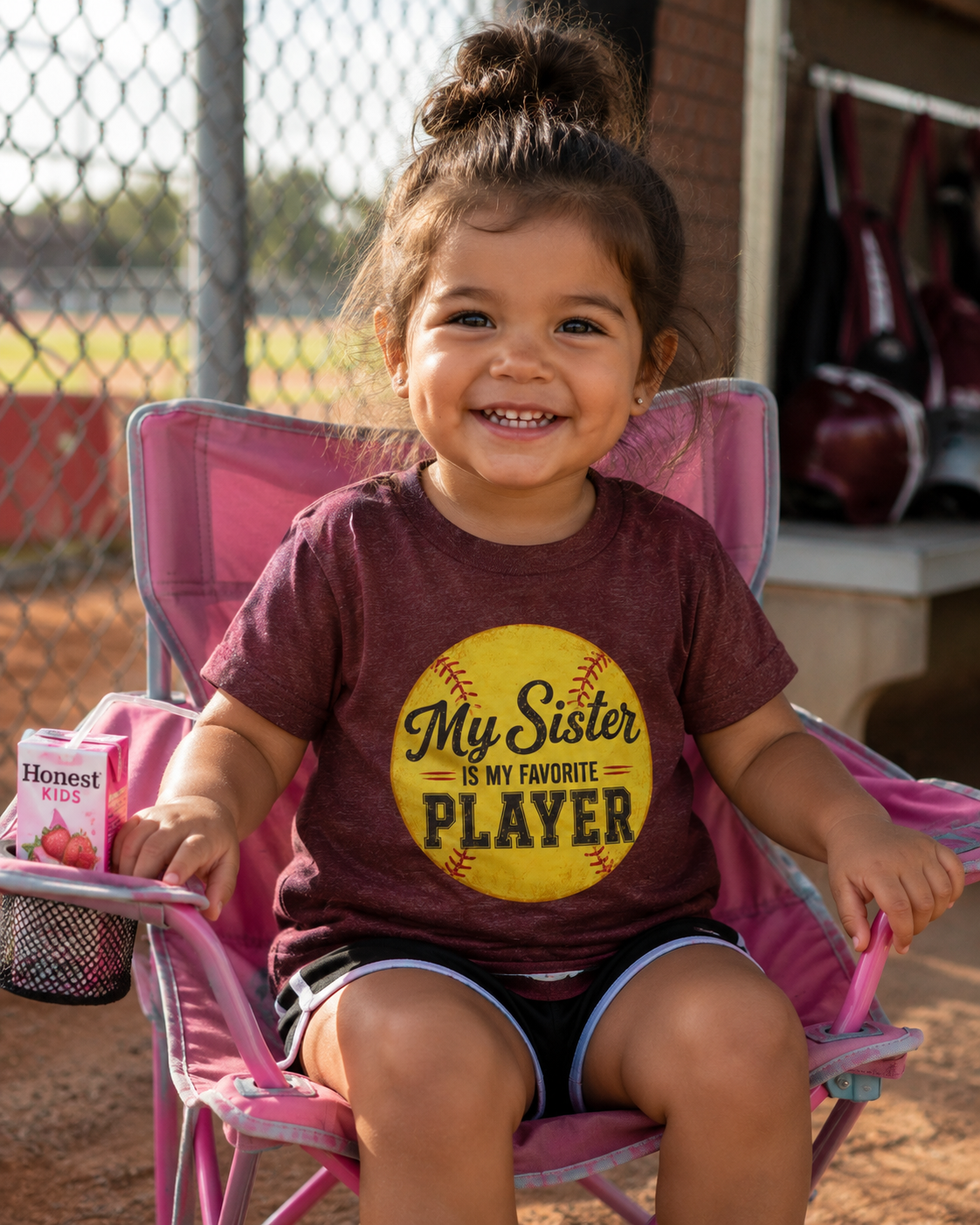 My Sister Is My Favorite Player Toddler Tee | Softball Yellow Ball Design
