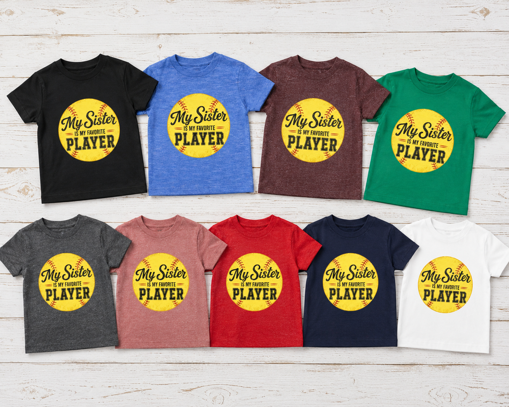 My Sister Is My Favorite Player Toddler Tee | Softball Yellow Ball Design