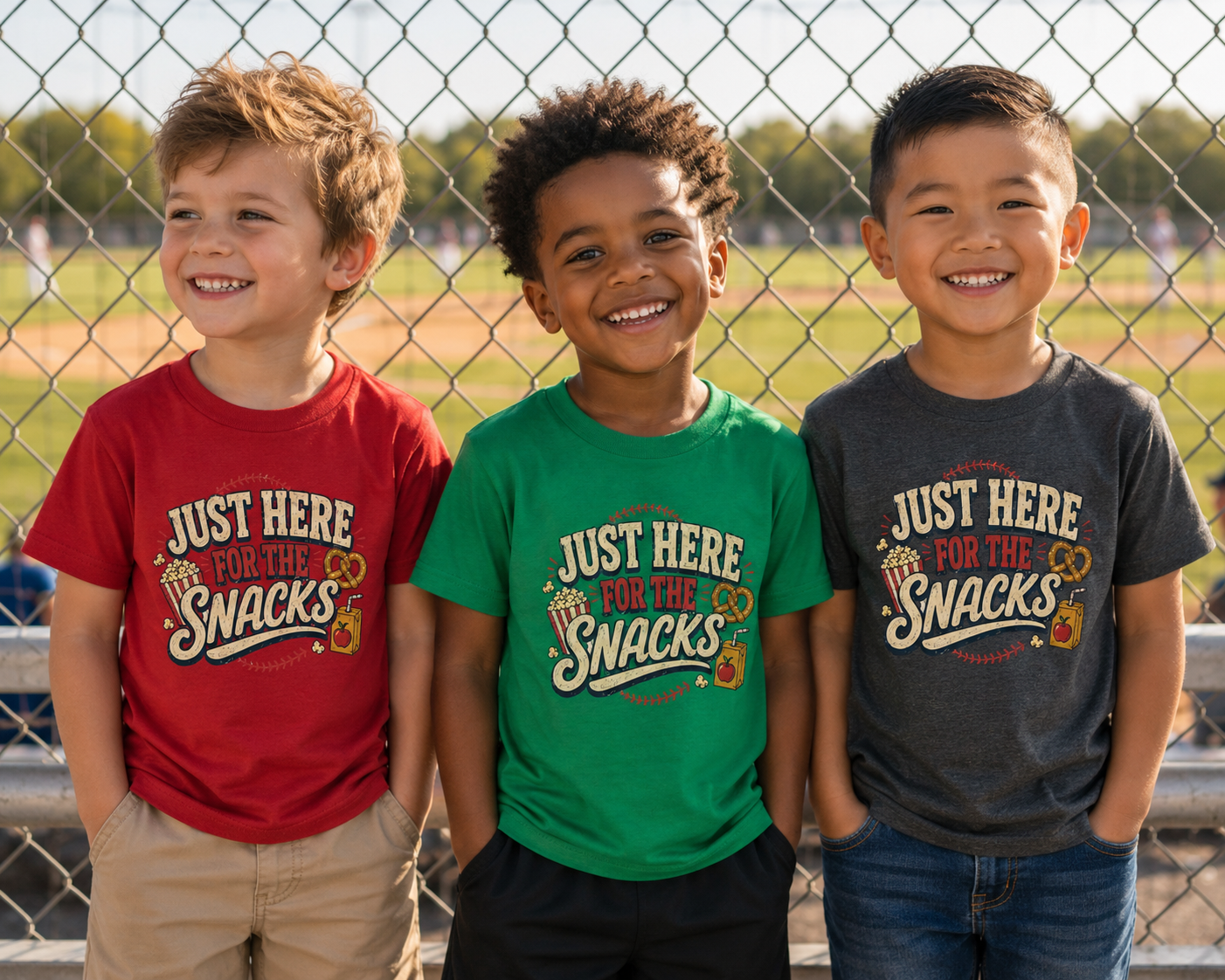 Just Here For The Snacks Toddler Tee | Baseball Snack Design