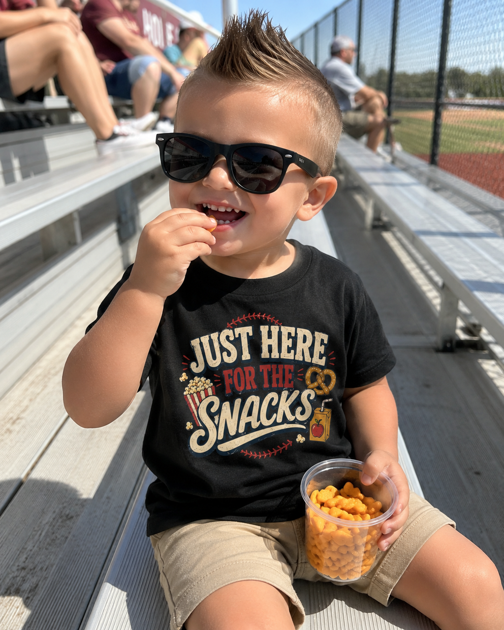 Just Here For The Snacks Toddler Tee | Baseball Snack Design