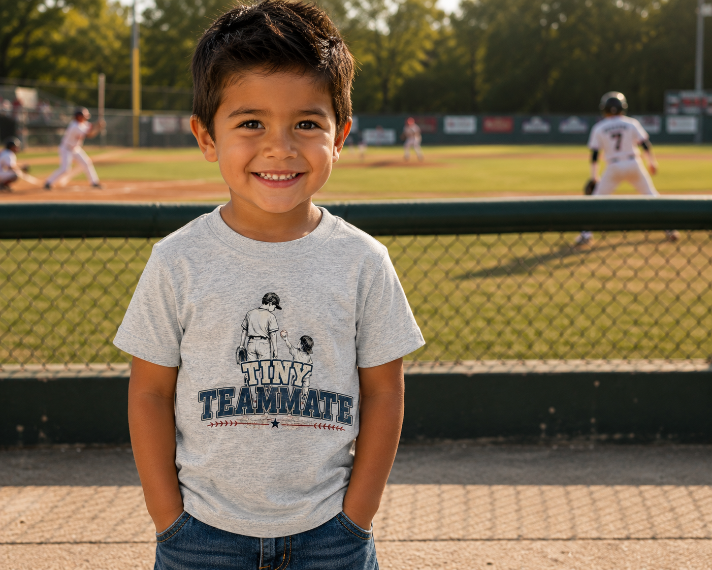 Tiny Teammate Baseball Toddler Short Sleeve Tee | Kids Sports Shirt