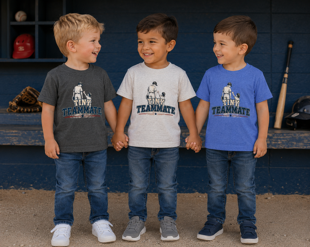 Tiny Teammate Baseball Toddler Short Sleeve Tee | Kids Sports Shirt