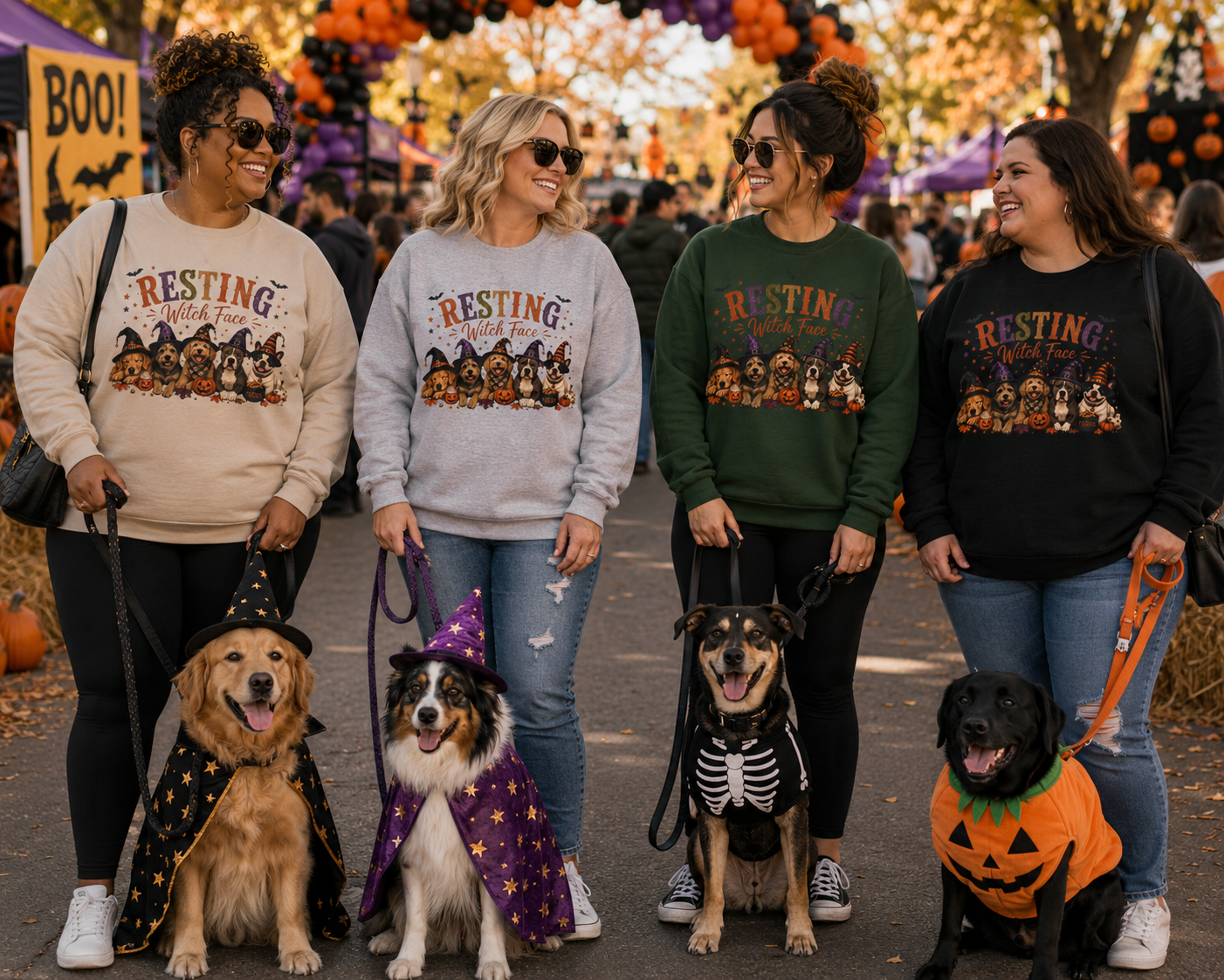 Resting Witch Face Halloween Dog Mom Sweatshirt | Funny Witch Crewneck | Cute Dog Lover Fall Sweatshirt | Spooky Season Pet Mom Gift