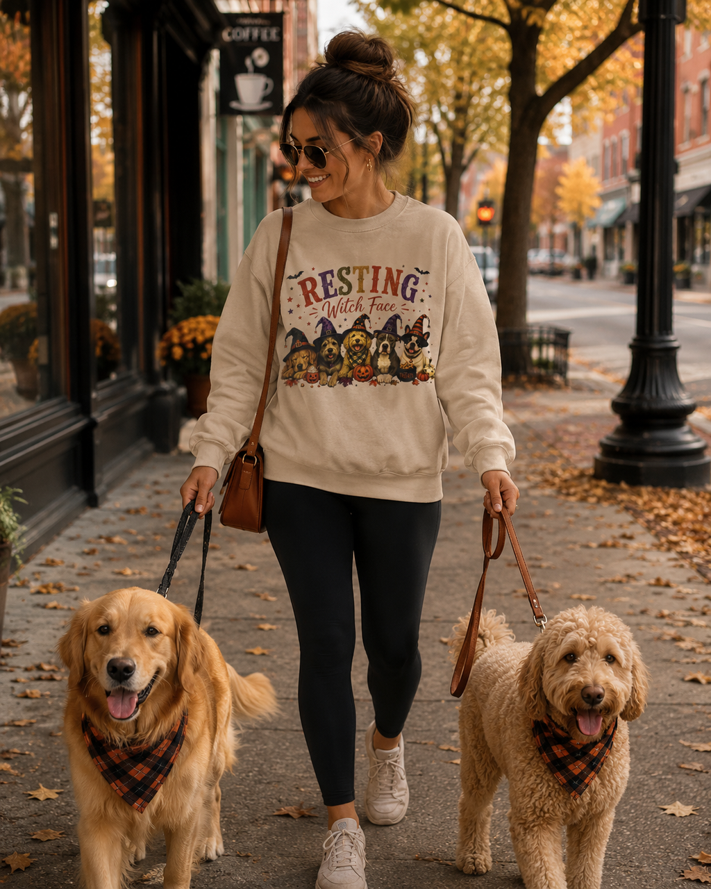 Resting Witch Face Halloween Dog Mom Sweatshirt | Funny Witch Crewneck | Cute Dog Lover Fall Sweatshirt | Spooky Season Pet Mom Gift