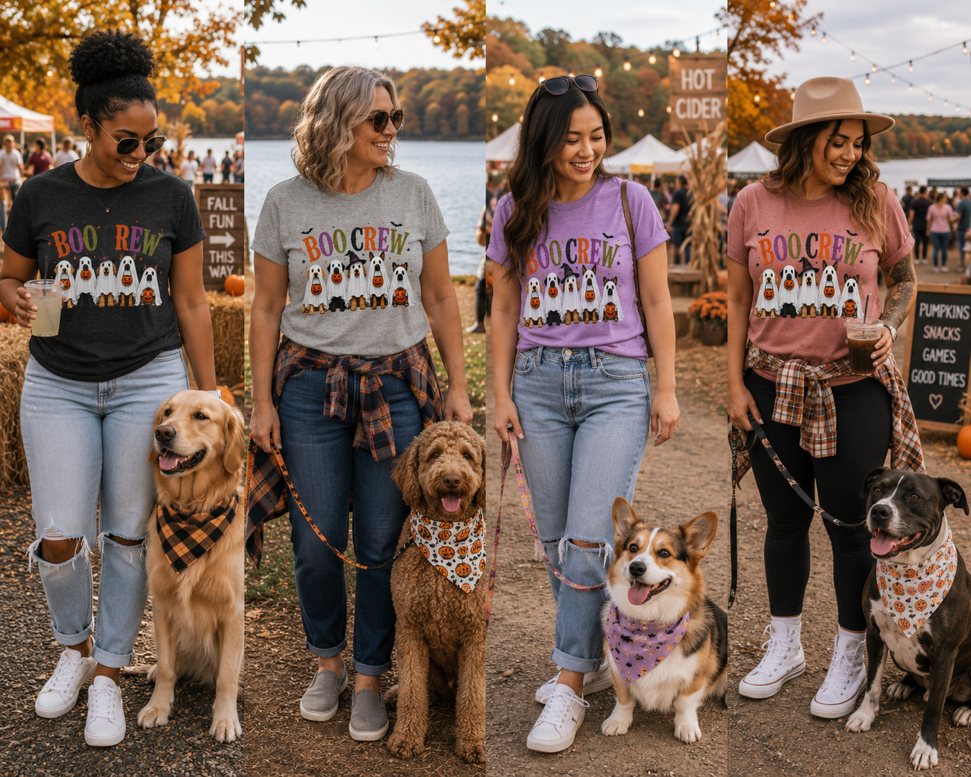 Boo Crew Dog Halloween Shirt | Cute Ghost Dog T-Shirt | Halloween Dog Mom Tee | Fall Pumpkin Graphic Tee