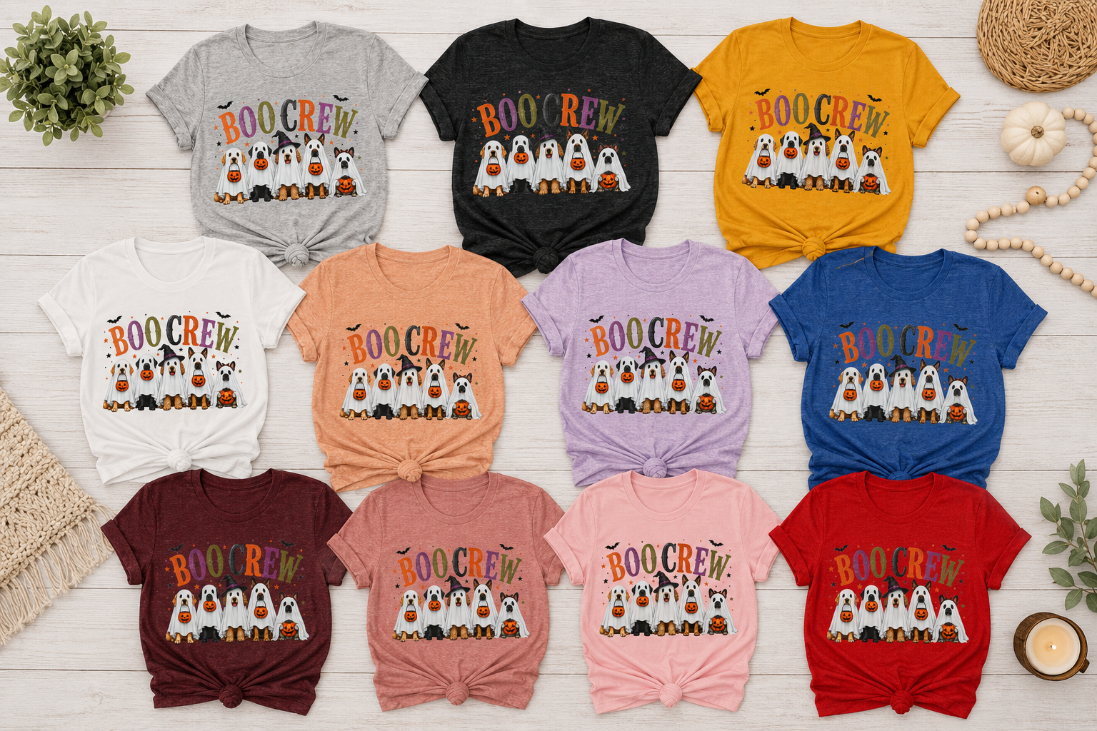 Boo Crew Dog Halloween Shirt | Cute Ghost Dog T-Shirt | Halloween Dog Mom Tee | Fall Pumpkin Graphic Tee