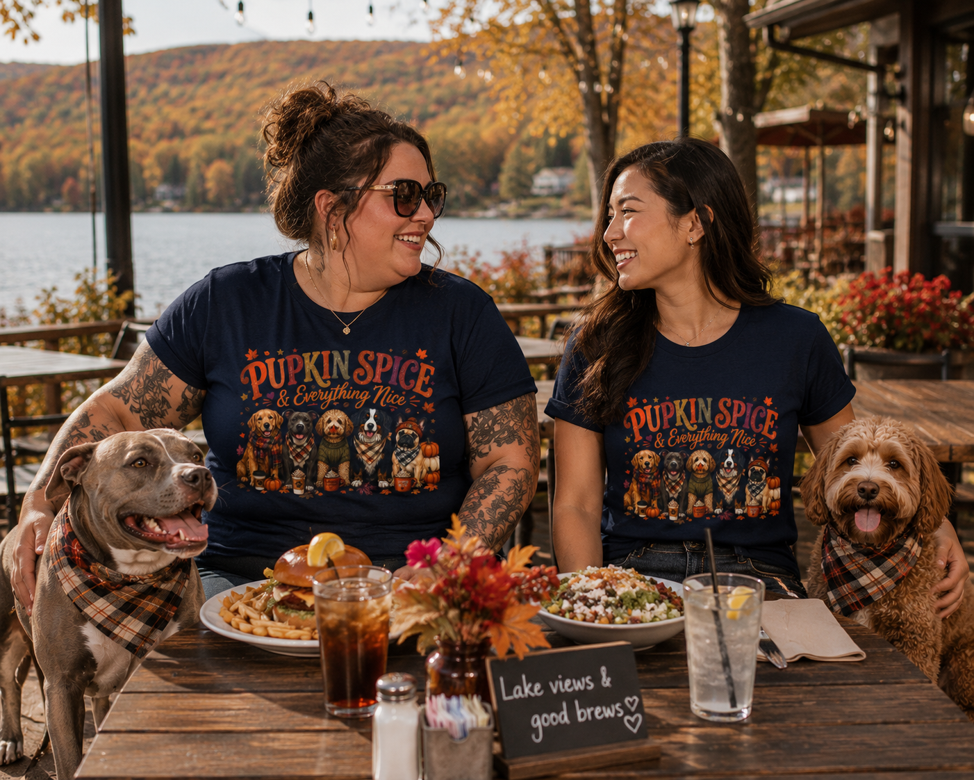 Pumpkin Spice & Everything Nice Dog Mom Shirt | Fall Dog Lover Tee | Cute Autumn Puppy Graphic T-Shirt | Cozy Dog Mom Gift