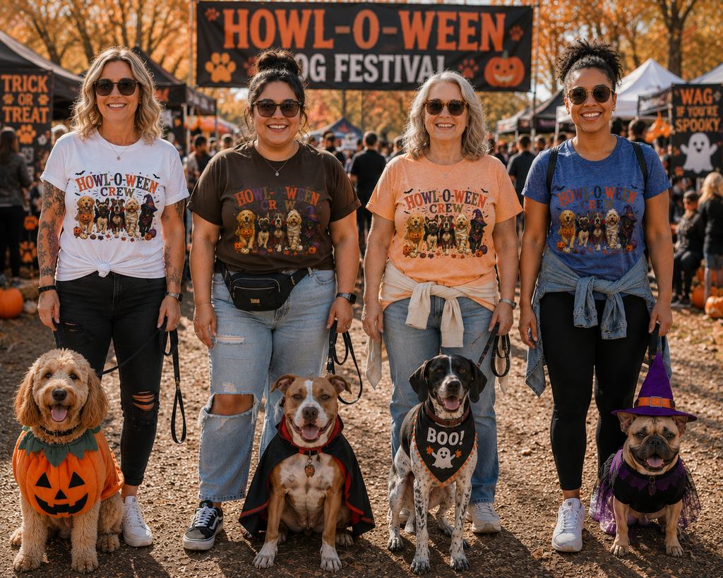Howl-O-Ween Crew Shirt, Halloween Dog Mom Shirt, Cute Dog Halloween Tee, Spooky Dog Lover Gift, Fall Dog Shirt, Pumpkin Dog Costume Tee