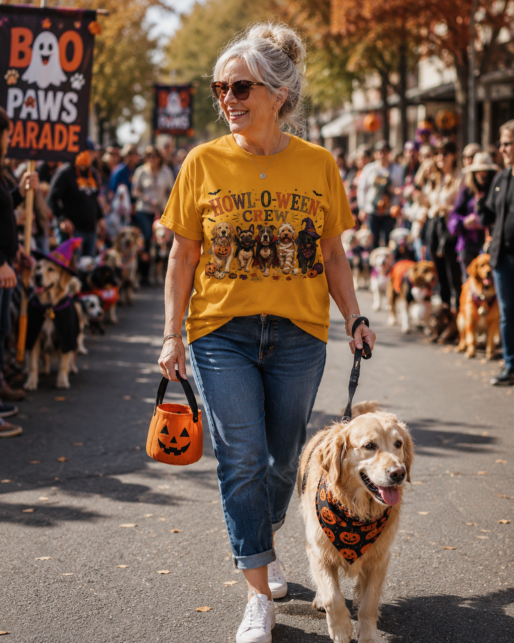 Howl-O-Ween Crew Shirt, Halloween Dog Mom Shirt, Cute Dog Halloween Tee, Spooky Dog Lover Gift, Fall Dog Shirt, Pumpkin Dog Costume Tee