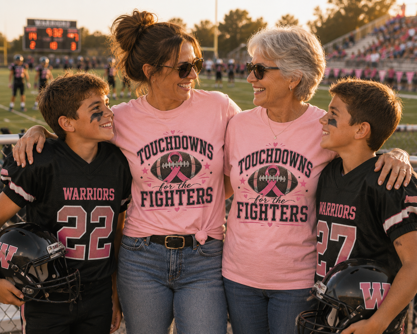 Touchdowns for the Fighters Shirt | Breast Cancer Awareness Football Shirt | Pink Out Game Tee | Football Mom Breast Cancer Shirt