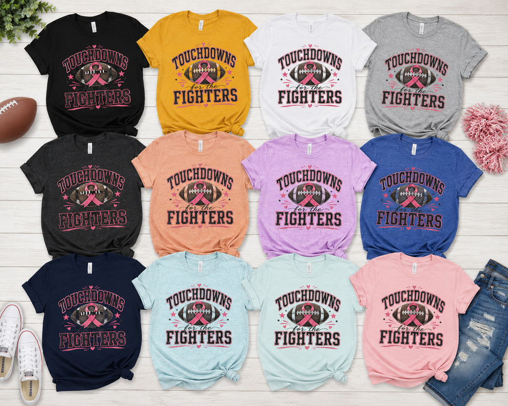 Touchdowns for the Fighters Shirt | Breast Cancer Awareness Football Shirt | Pink Out Game Tee | Football Mom Breast Cancer Shirt