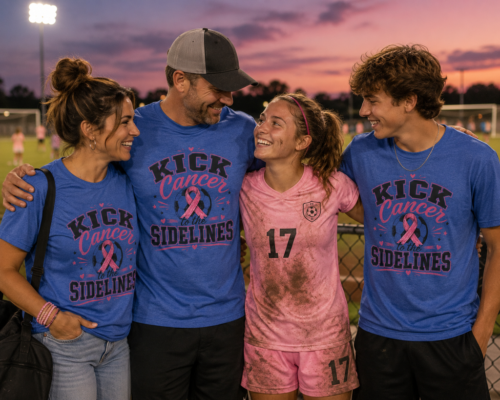 Kick Cancer to the Sidelines Soccer Shirt | Breast Cancer Awareness Tee | Pink Out Soccer Game Shirt | October Awareness Gift