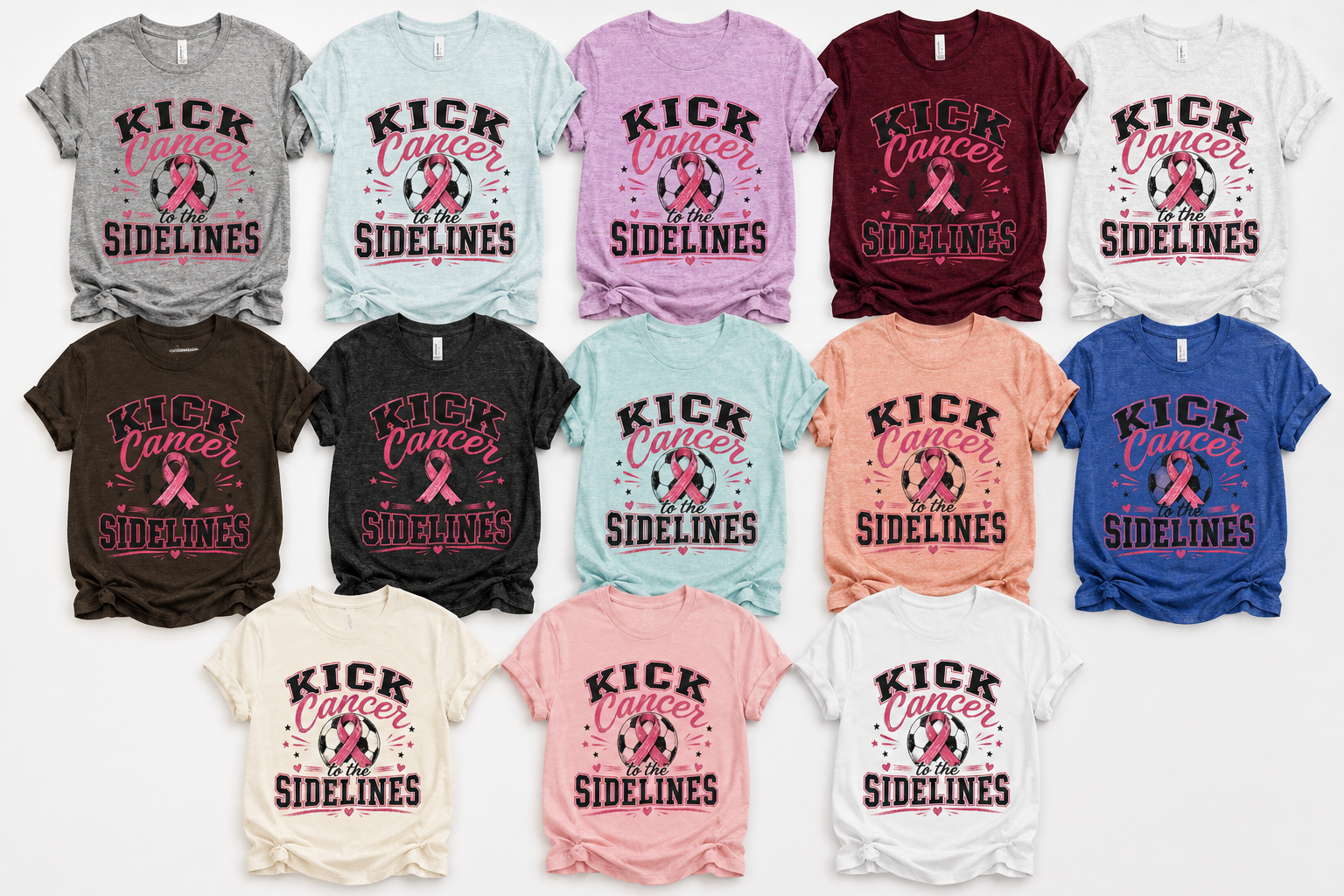 Kick Cancer to the Sidelines Soccer Shirt | Breast Cancer Awareness Tee | Pink Out Soccer Game Shirt | October Awareness Gift