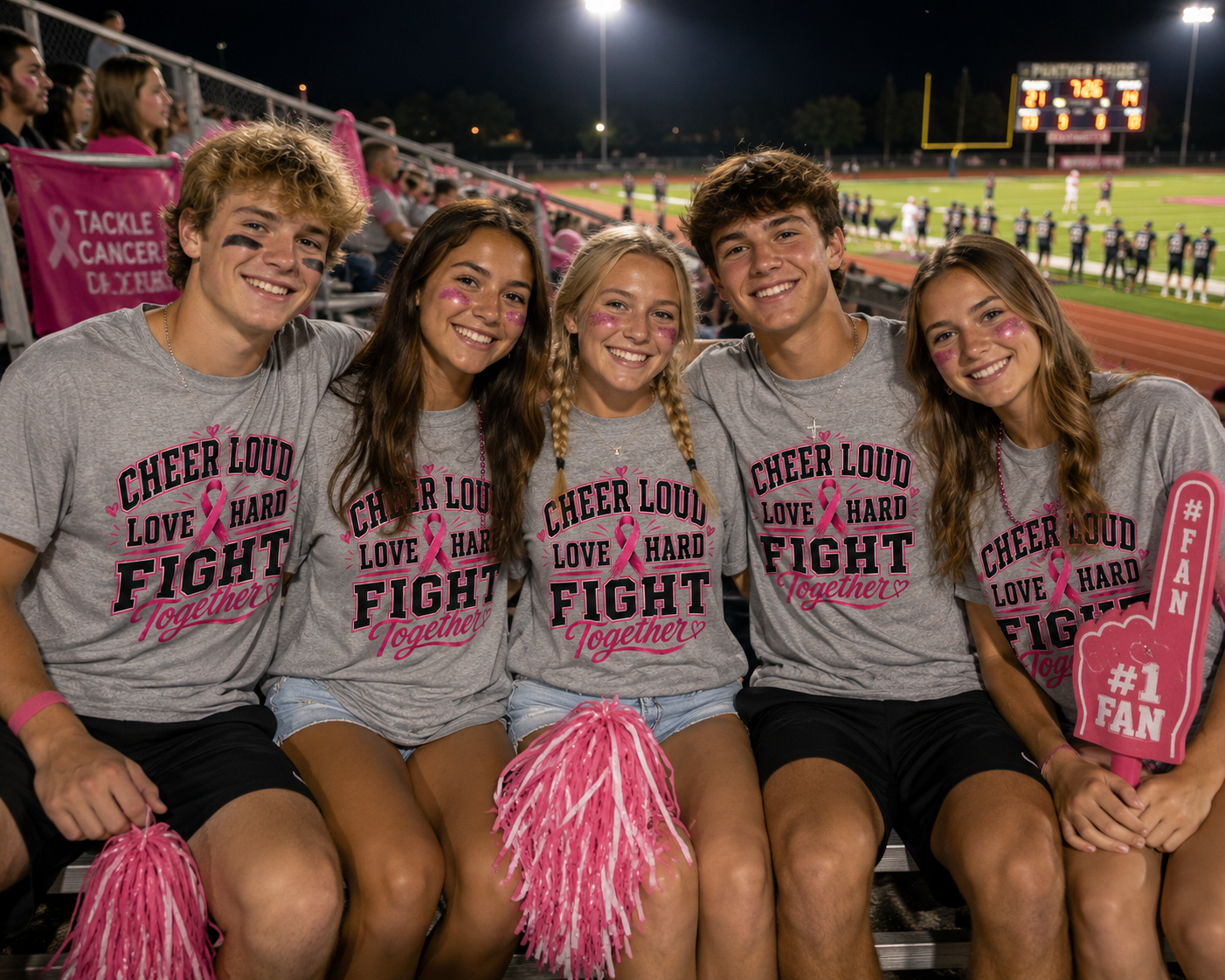 Breast Cancer Awareness Sports Mom Tee, Pink Ribbon Football Game Shirt, Team Spirit Cancer Support Shirt, October Pink Out Tee
