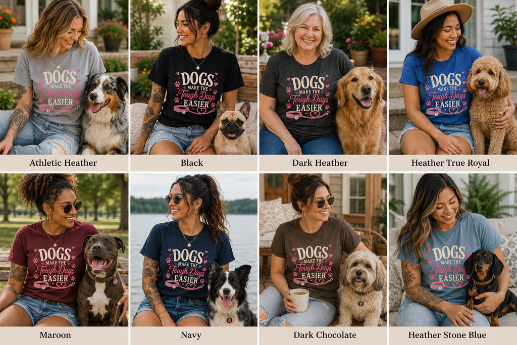 Dogs Make the Tough Days Easier Shirt | Breast Cancer Awareness Shirt | Dog Lover Pink Ribbon Tee | Breast Cancer Support Gift