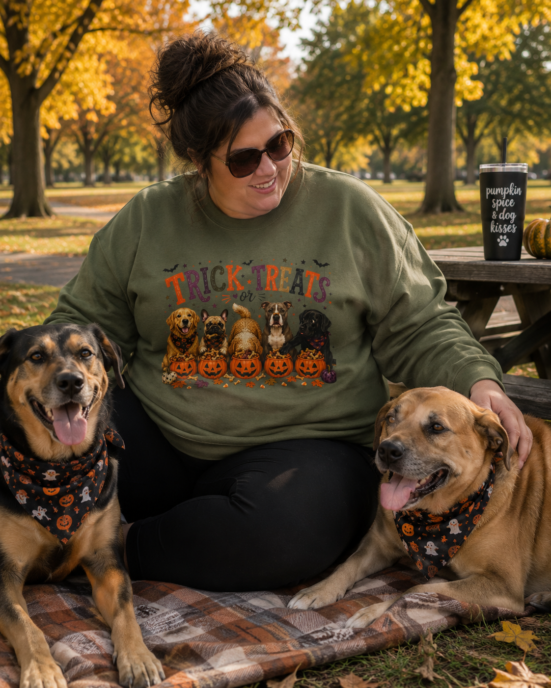 Trick or Treats Dog Mom Halloween Sweatshirt, Funny Dog Lover Fall Crewneck, Cute Pumpkin Dog Sweatshirt, Autumn Pet Lover Gift