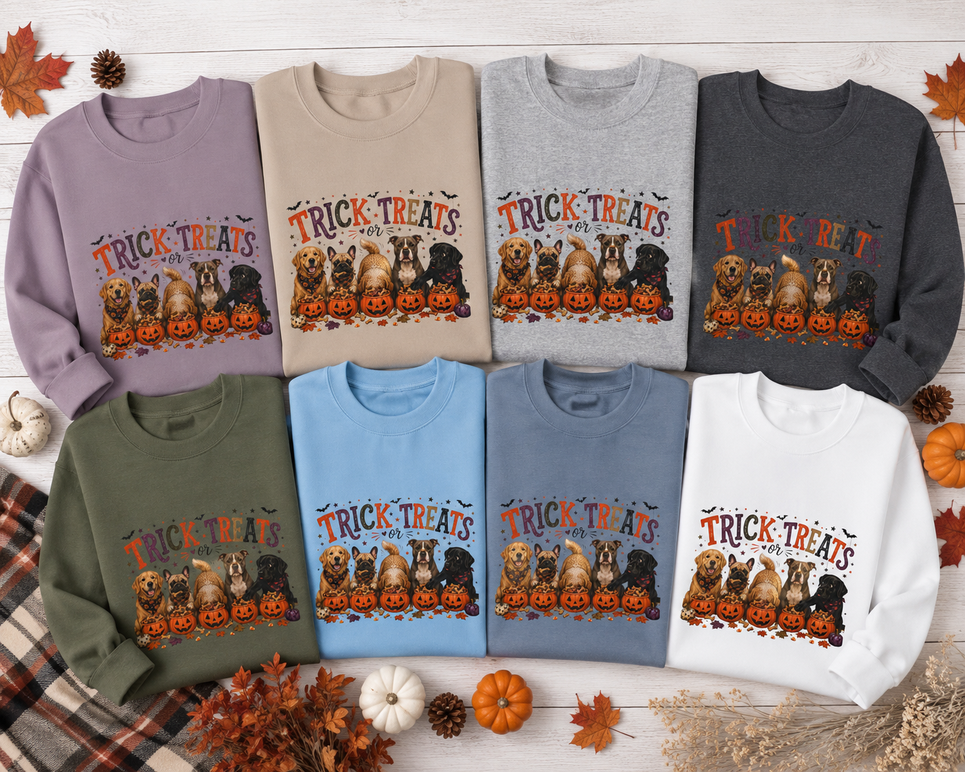 Trick or Treats Dog Mom Halloween Sweatshirt, Funny Dog Lover Fall Crewneck, Cute Pumpkin Dog Sweatshirt, Autumn Pet Lover Gift