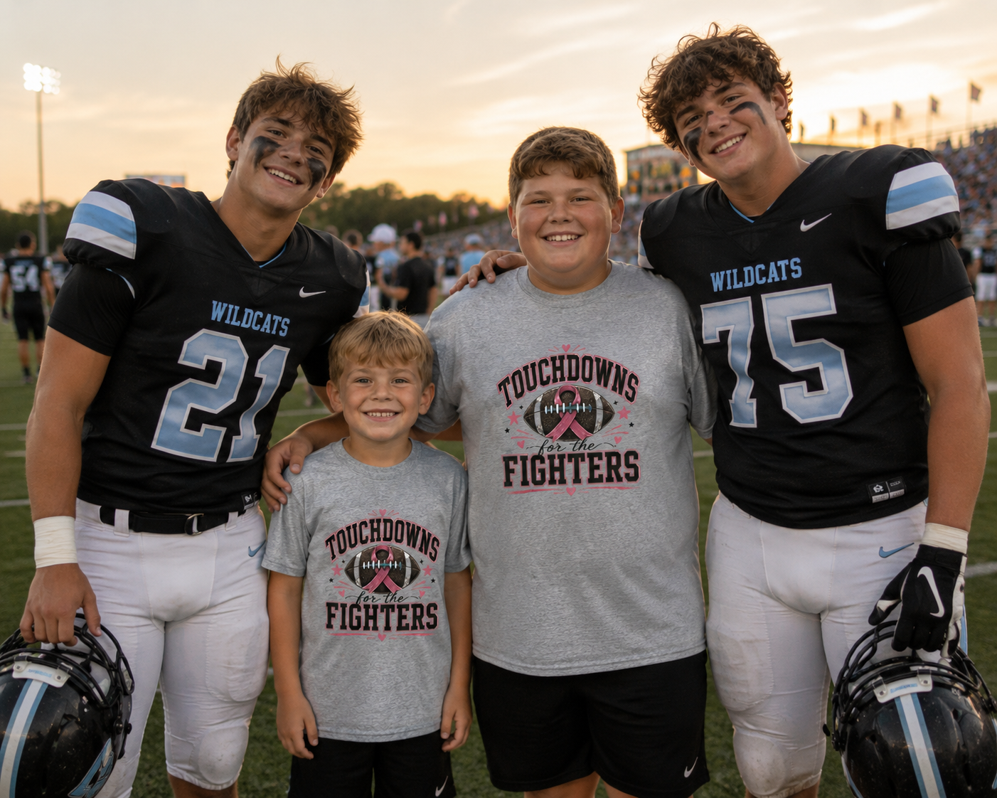 Kids Pink Out Football Shirt | Touchdowns for the Fighters Youth Tee | Breast Cancer Awareness Football Shirt | Pink Ribbon Game Day Tee