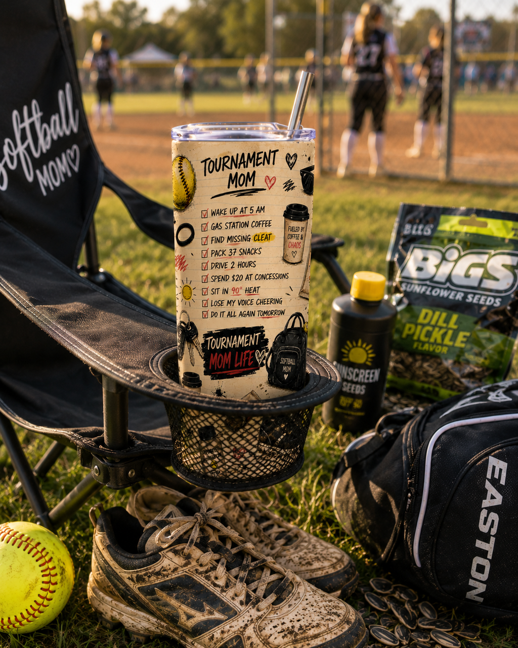 Tournament Mom Tumbler | Softball Mom 20oz Stainless Steel Tumbler