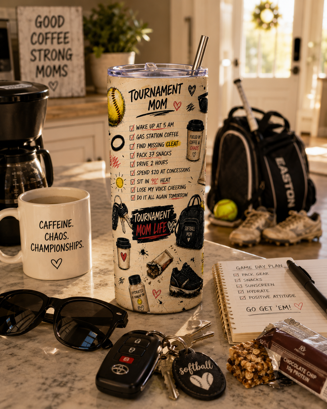 Tournament Mom Tumbler | Softball Mom 20oz Stainless Steel Tumbler