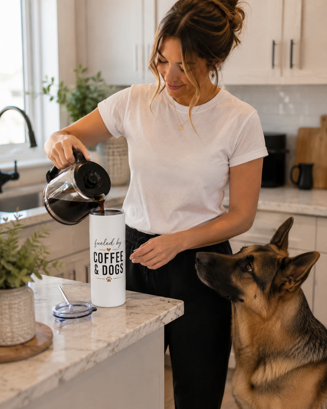 Coffee & Dogs Stainless Steel Tumbler 20oz | Dog Lover Coffee Cup