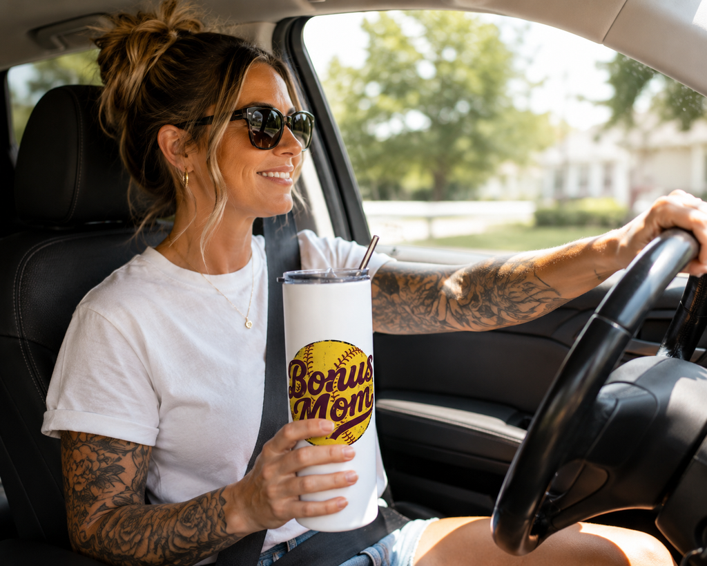 Bonus Mom Softball Logo Tumbler | 20oz Stainless Steel
