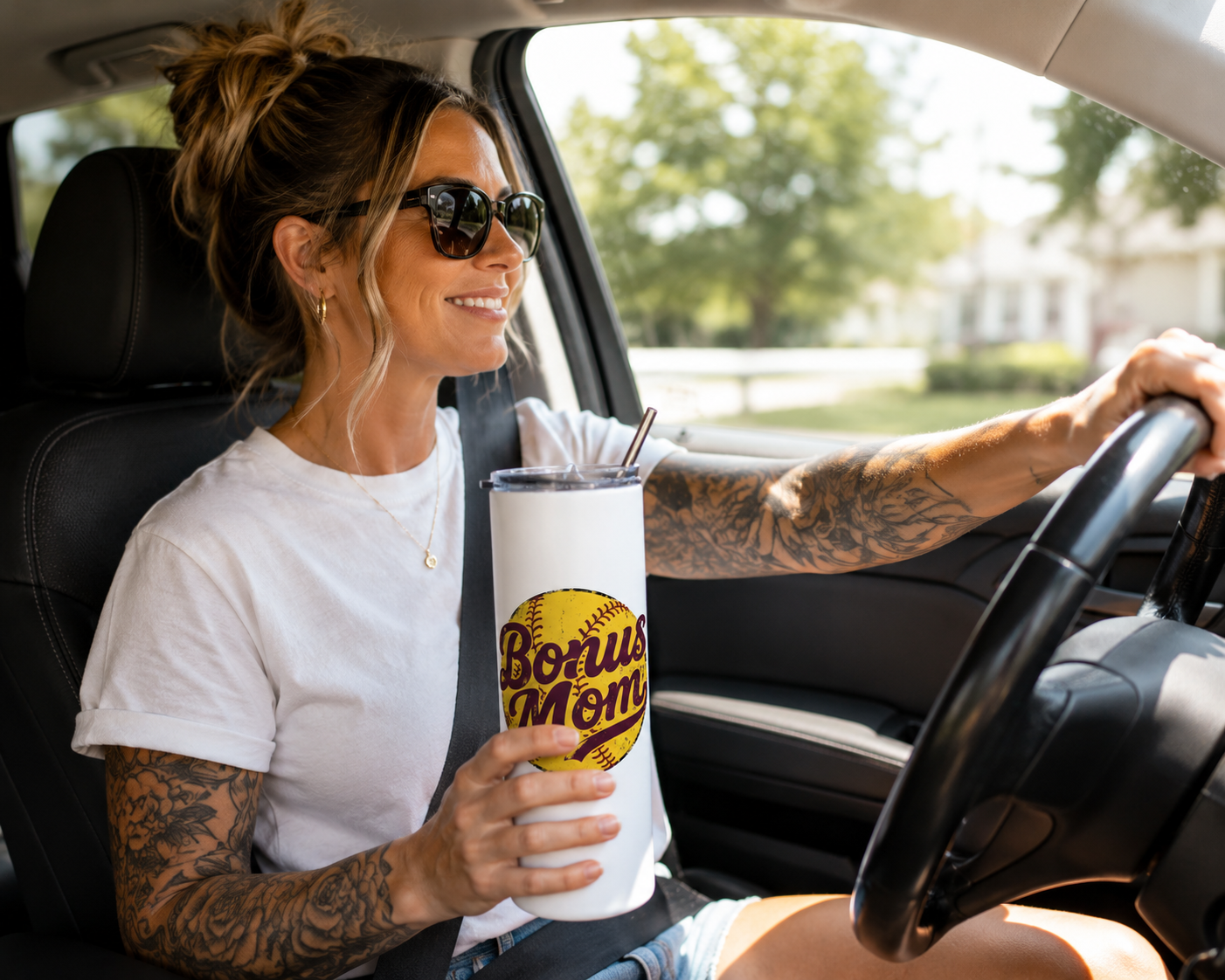 Bonus Mom Softball Logo Tumbler | 20oz Stainless Steel