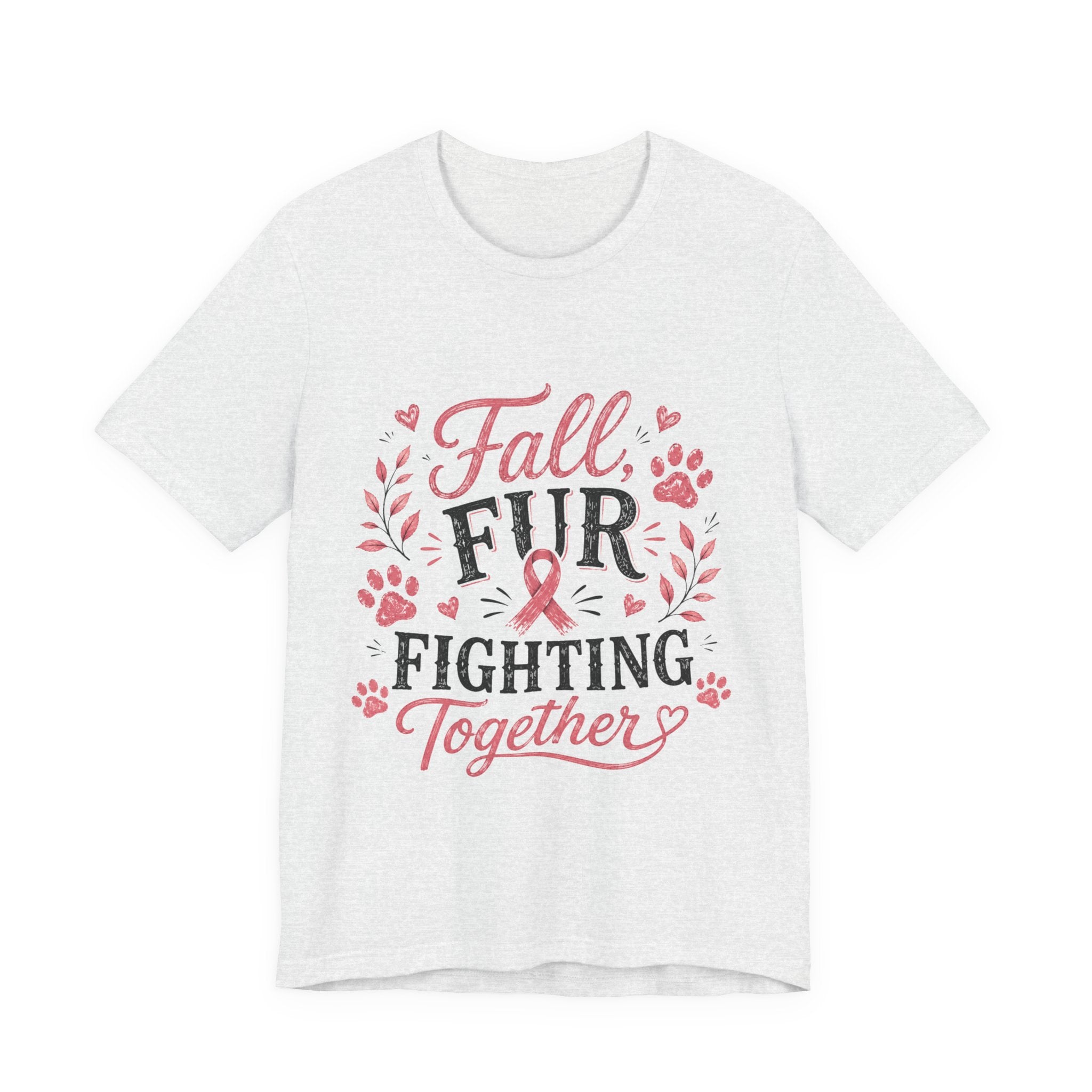 Breast Cancer Awareness Dog Shirt, Fall Fur Fighting Together Tee, Pink Ribbon Dog Mom Shirt, Breast Cancer Walk Shirt, Gift for Dog Lover