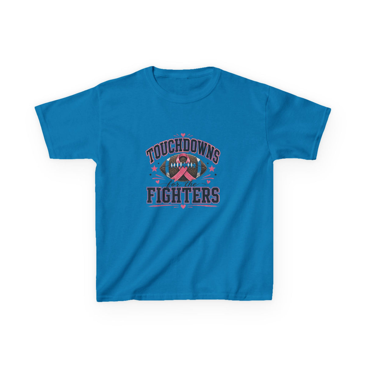 Kids Pink Out Football Shirt | Touchdowns for the Fighters Youth Tee | Breast Cancer Awareness Football Shirt | Pink Ribbon Game Day Tee