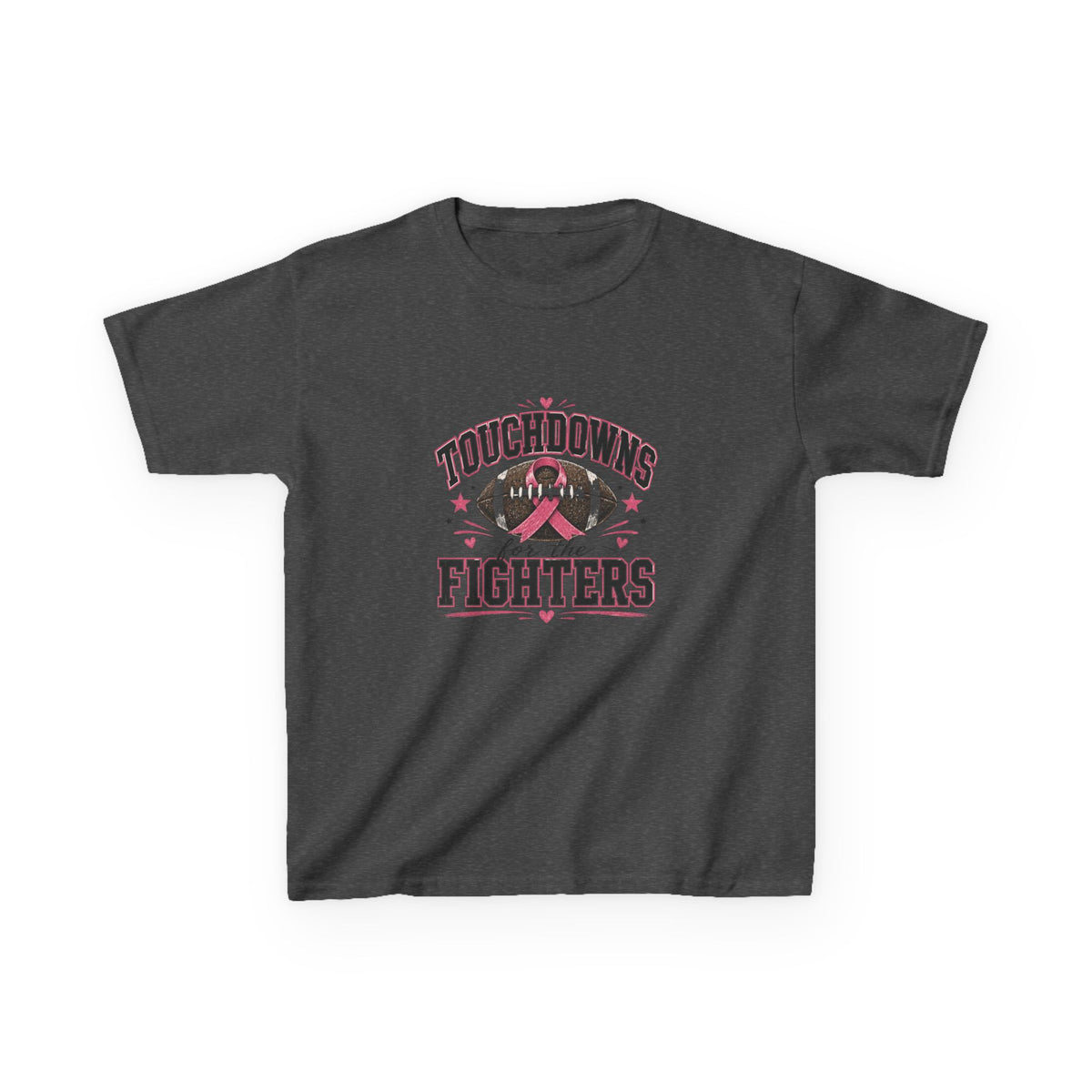 Kids Pink Out Football Shirt | Touchdowns for the Fighters Youth Tee | Breast Cancer Awareness Football Shirt | Pink Ribbon Game Day Tee