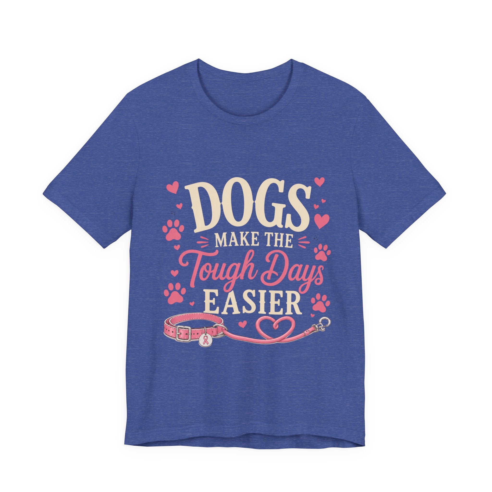 Dogs Make the Tough Days Easier Shirt | Breast Cancer Awareness Shirt | Dog Lover Pink Ribbon Tee | Breast Cancer Support Gift