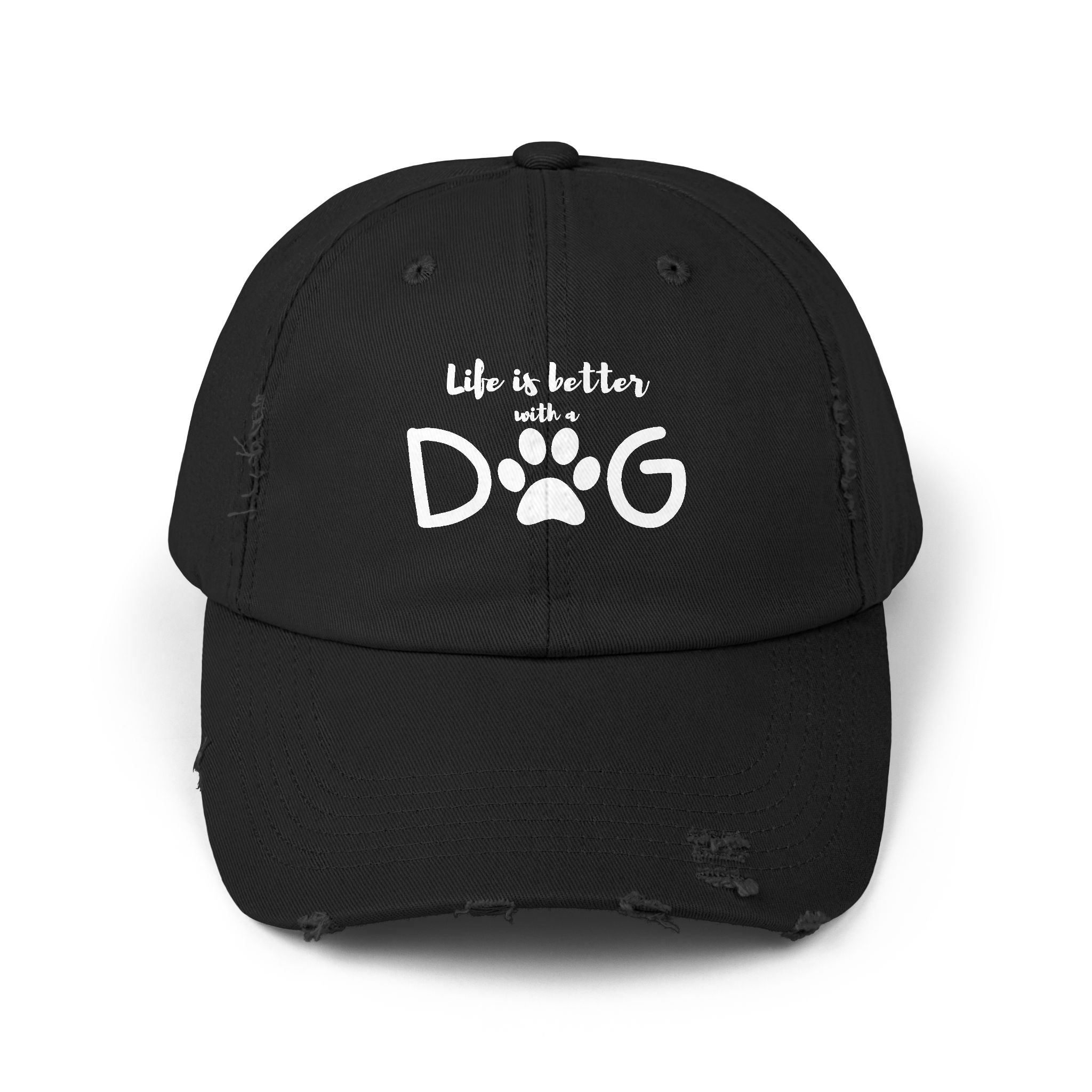 Life is Better DOG cap | Paw Print Baseball Hat | Distressed Dog Lover Hat