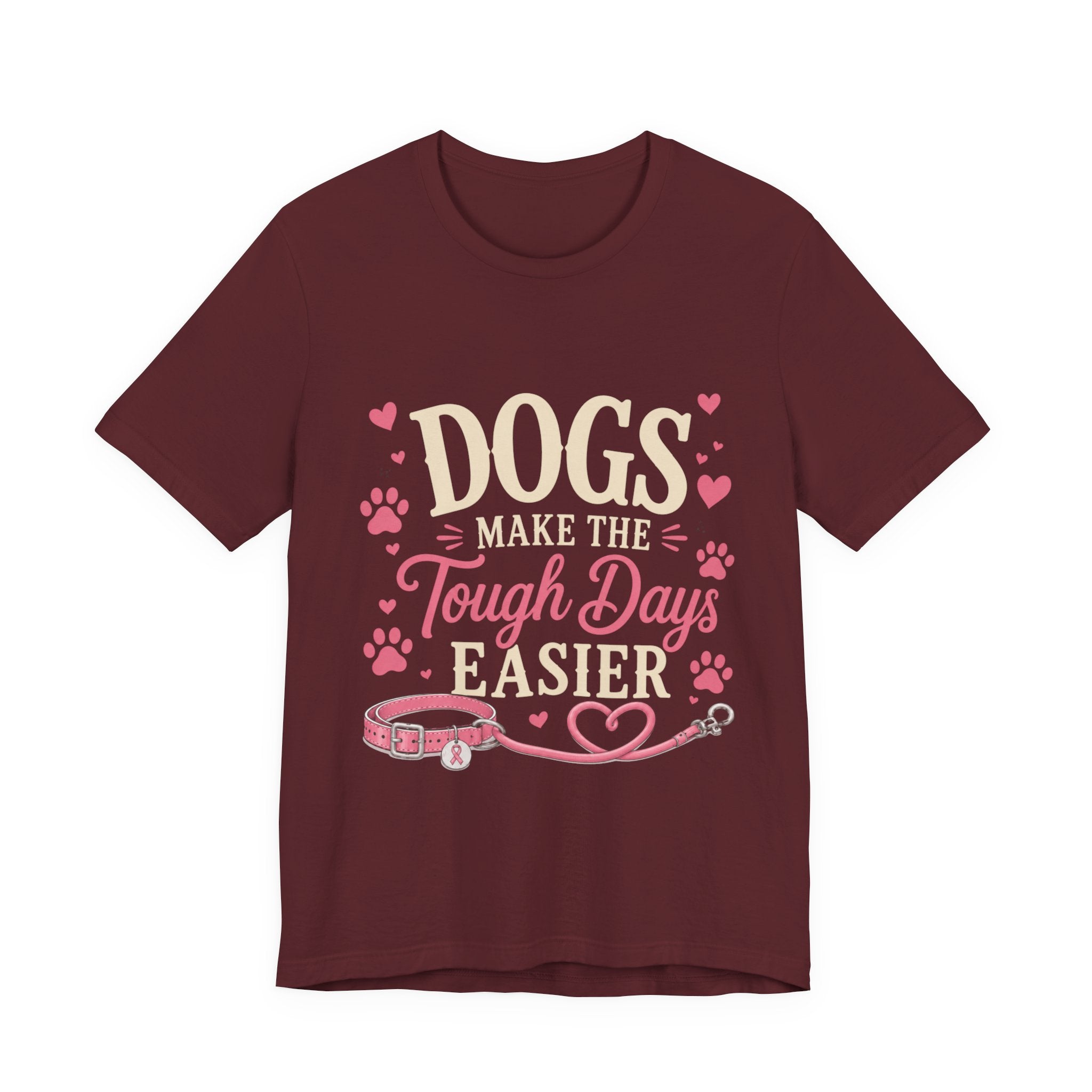 Dogs Make the Tough Days Easier Shirt | Breast Cancer Awareness Shirt | Dog Lover Pink Ribbon Tee | Breast Cancer Support Gift