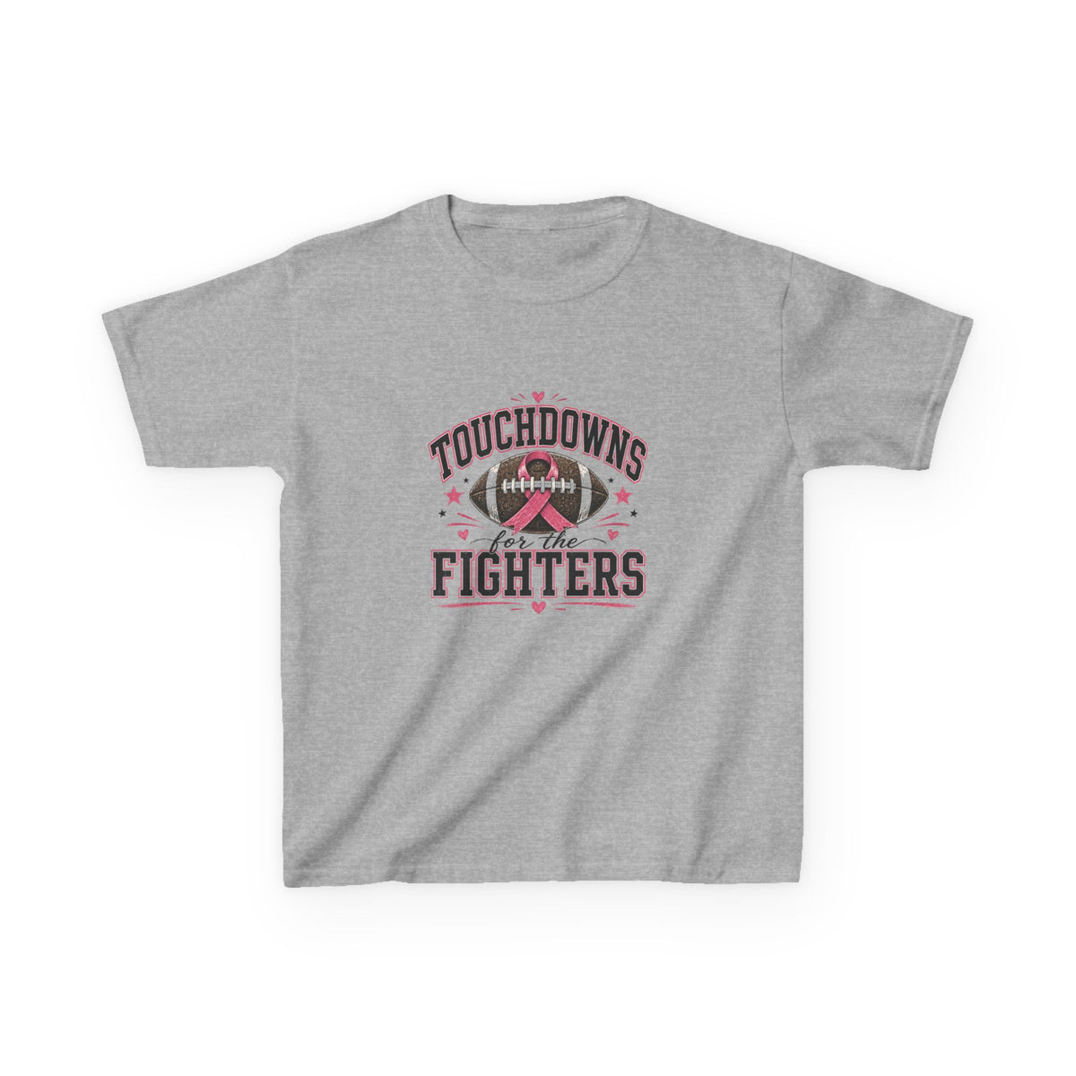 Kids Pink Out Football Shirt | Touchdowns for the Fighters Youth Tee | Breast Cancer Awareness Football Shirt | Pink Ribbon Game Day Tee