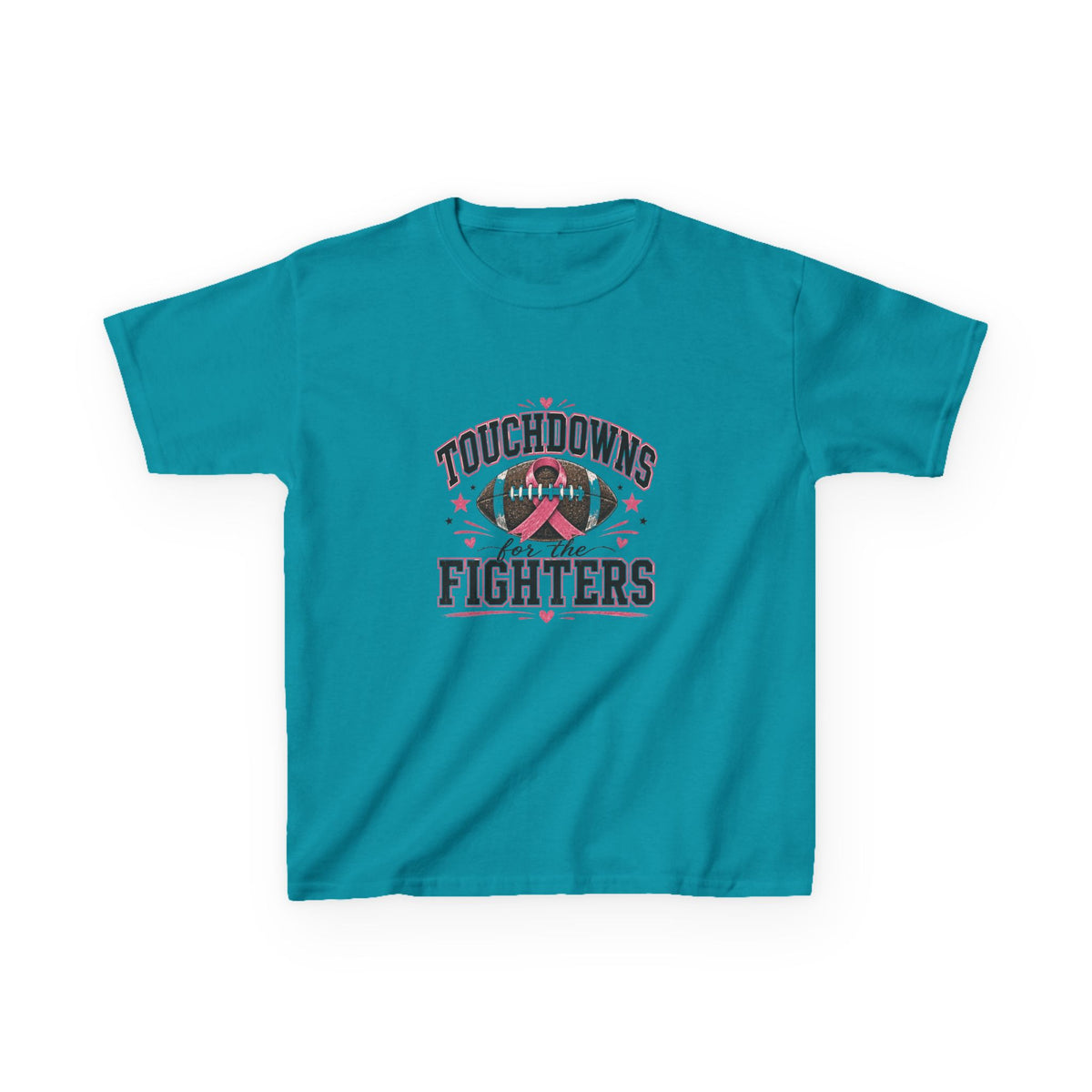 Kids Pink Out Football Shirt | Touchdowns for the Fighters Youth Tee | Breast Cancer Awareness Football Shirt | Pink Ribbon Game Day Tee