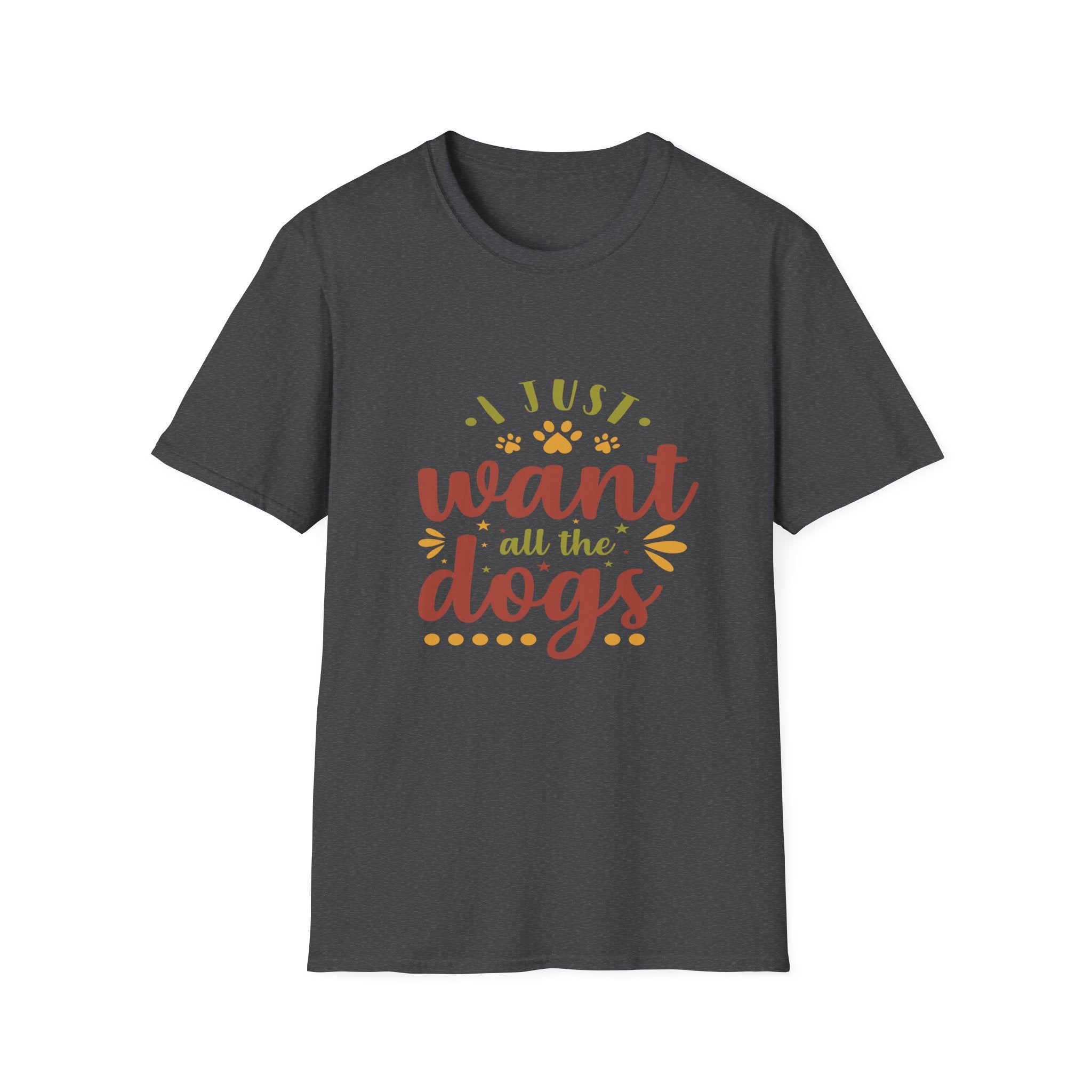 I Just Want All The Dogs T-Shirt | Dog Lover Tee, Paw Print Design