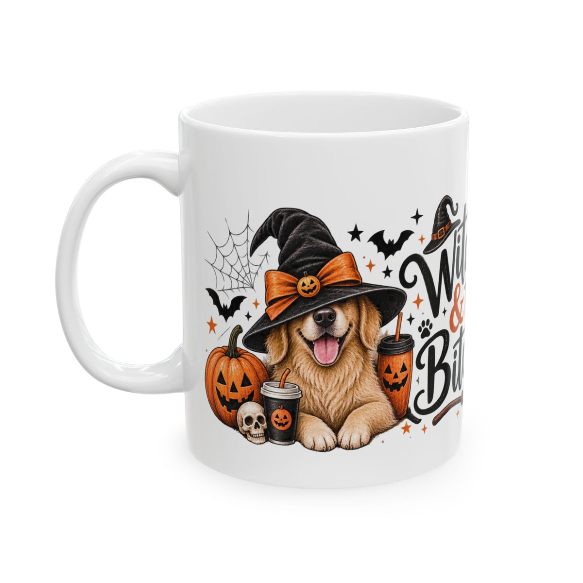 Witches & Their Bitches Mug, Halloween Dog Mom Coffee Mug, Funny Witch Mug, Spooky Season Mug, Dog Lover Gift, 11oz Ceramic Mug