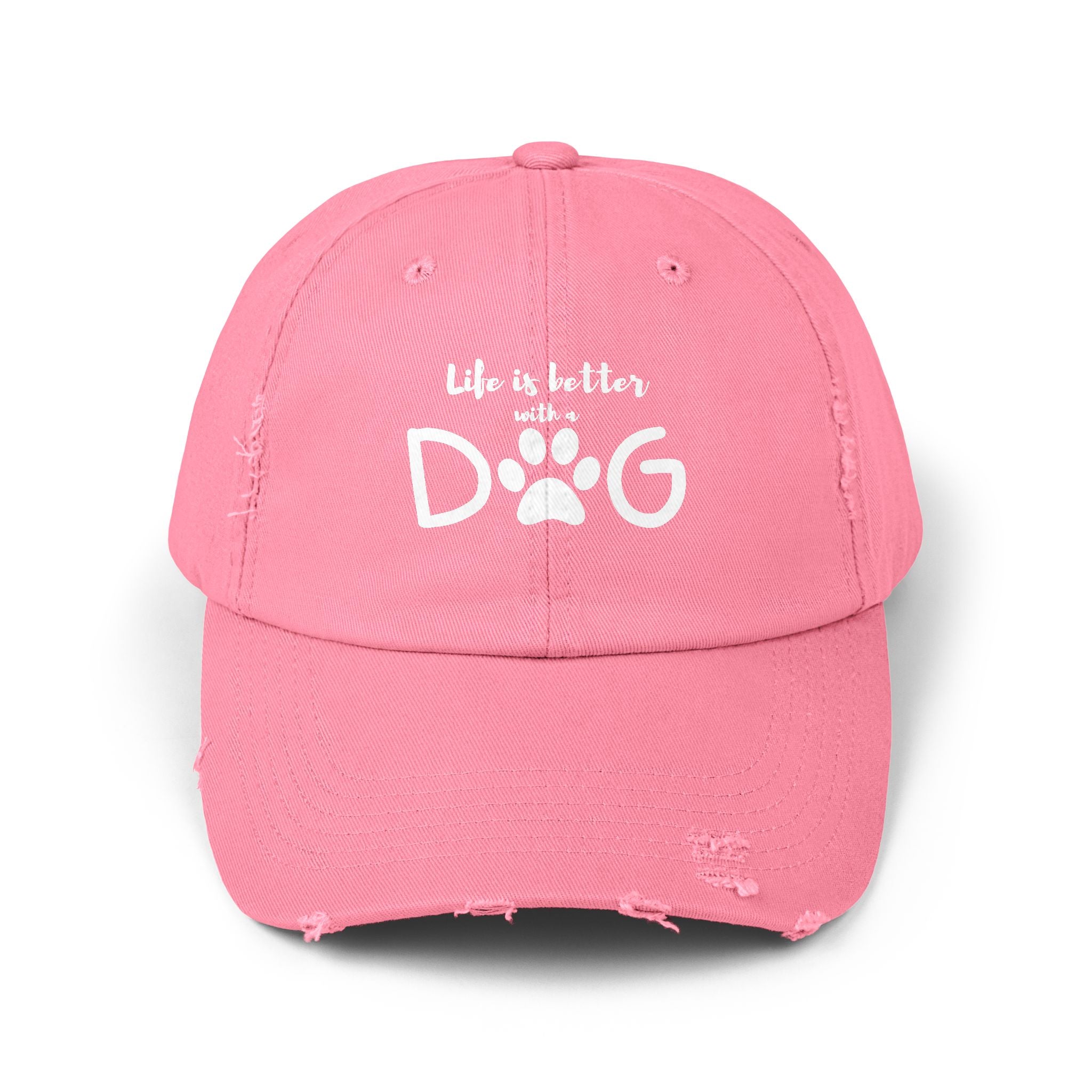 Life is Better DOG cap | Paw Print Baseball Hat | Distressed Dog Lover Hat
