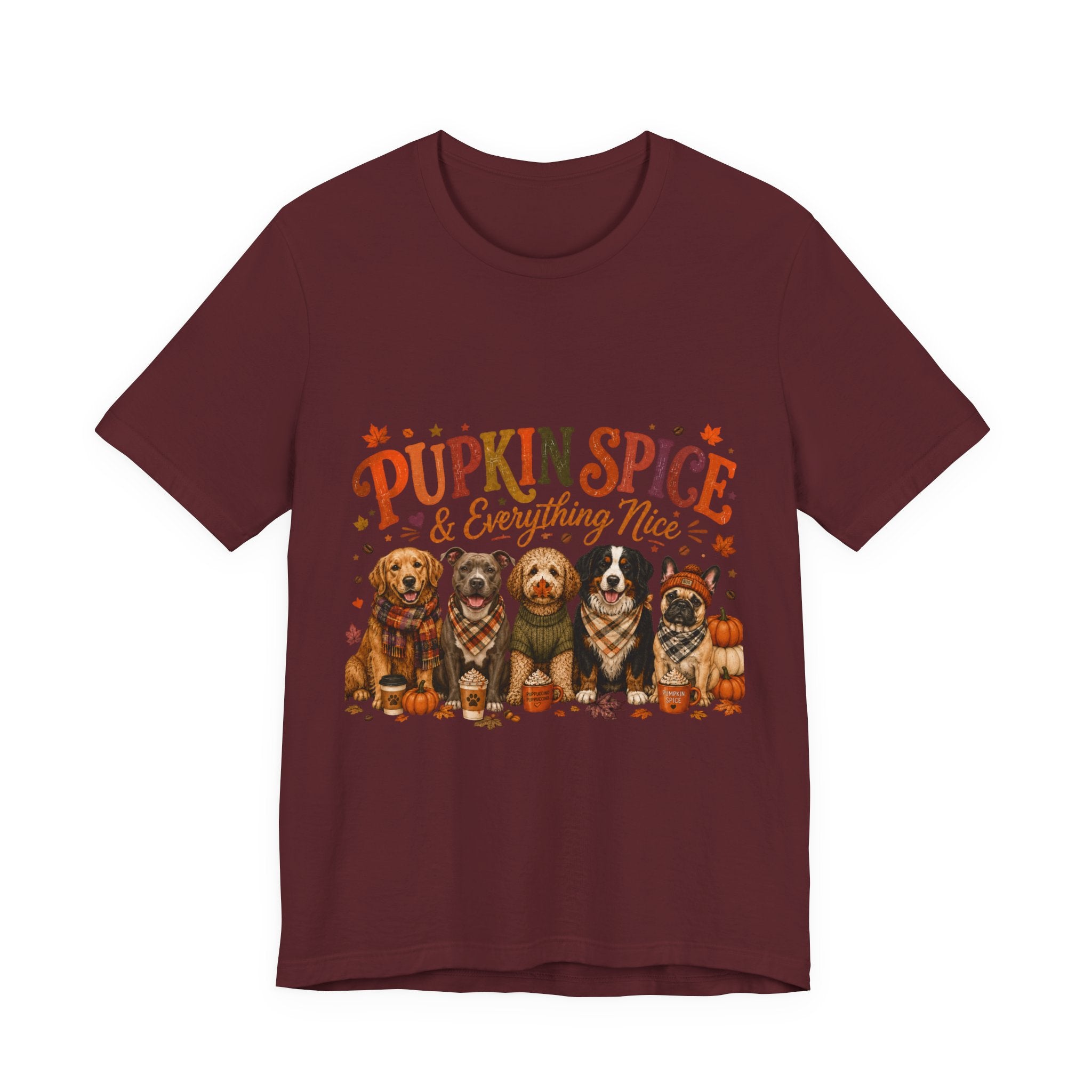 Pumpkin Spice & Everything Nice Dog Mom Shirt | Fall Dog Lover Tee | Cute Autumn Puppy Graphic T-Shirt | Cozy Dog Mom Gift