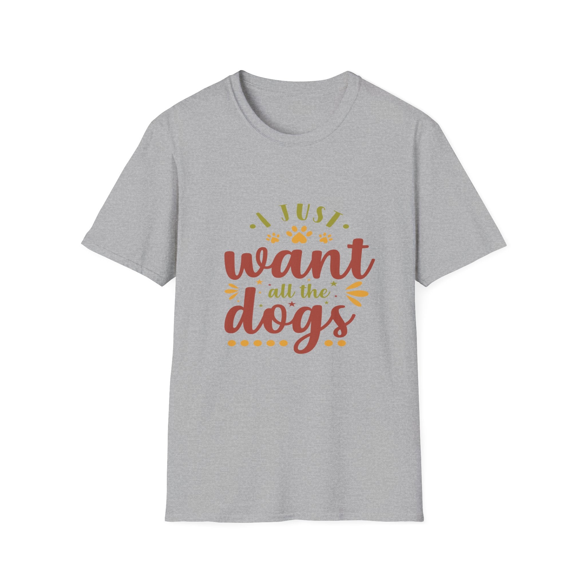 I Just Want All The Dogs T-Shirt | Dog Lover Tee, Paw Print Design
