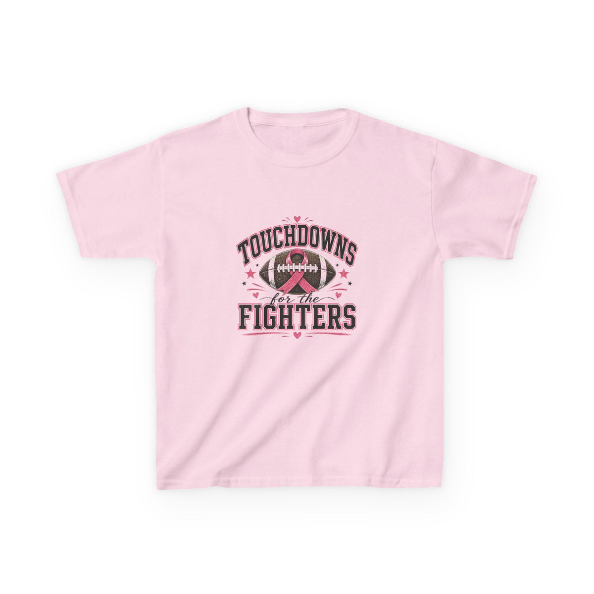 Kids Pink Out Football Shirt | Touchdowns for the Fighters Youth Tee | Breast Cancer Awareness Football Shirt | Pink Ribbon Game Day Tee