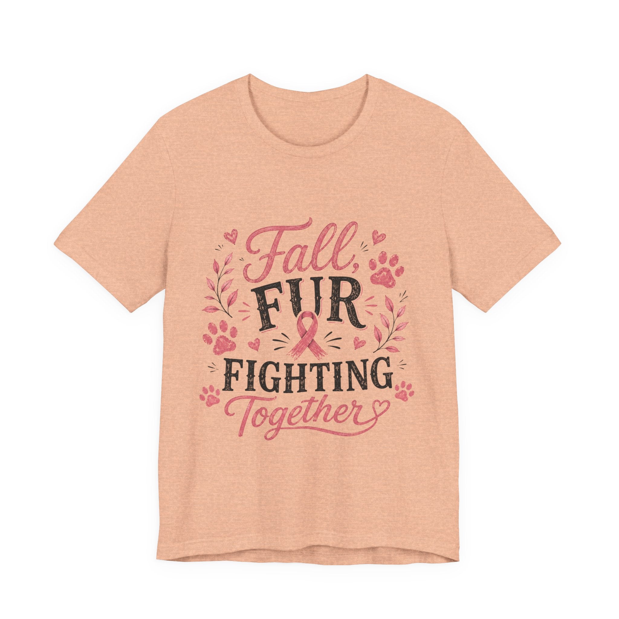 Breast Cancer Awareness Dog Shirt, Fall Fur Fighting Together Tee, Pink Ribbon Dog Mom Shirt, Breast Cancer Walk Shirt, Gift for Dog Lover