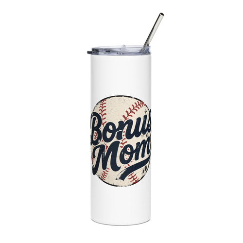 Bonus Mom Baseball Tumbler | 20oz Stainless Steel Travel Cup
